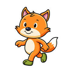 A walking baby carton fox 