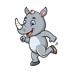 Cartoon funny rhino posing run 