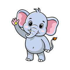 Naklejka premium Cute elephant cartoon waving hand 