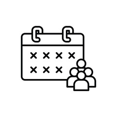 Staff Absence Calendar Icon. Outline Style. Vector. Empty Work Schedule with Team Members. Labor Shortage Problem. Workforce Availability Issue. HR Planning and Employee Gap Symbol