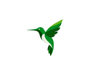 Obraz premium Logo design featuring a green hummingbird in flight against a grey background
