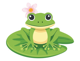 Cute Frog with Flower on Head Pond