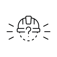 Missing Worker Hard Hat Icon. Outline Style Vector. Labor Shortage in Construction, Unfilled Job Vacancy, Absent Staff Crisis, Hiring Alert, Workforce Gap, Industrial Employment Issu