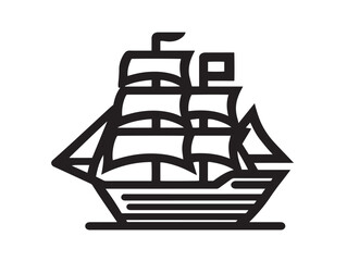Sleek and Clean Vector Art of Sailing Ship Icon