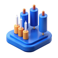 3d abstract geometric sculpture with cylinders isolated on transparent background