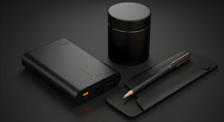 Elegant Black Executive Gift Set Power Bank Pen Holder