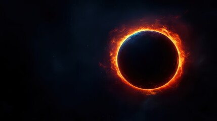 Celestial eclipse with fiery corona and darkened planet