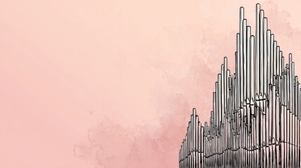Pipe organ, light pink background