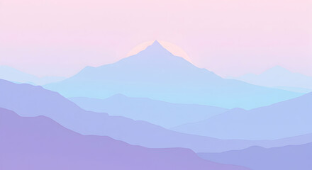 Serene Pastel Mountain Landscape Sunrise View