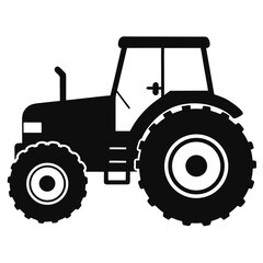 Obraz premium Classic agricultural tractor silhouette with large rear wheels isolated on white background