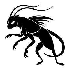 Fototapeta premium Silhouette of a flea in mid jump captured in a side profile view isolated on white background