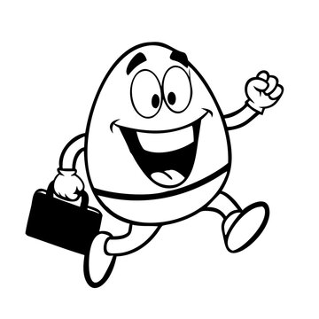 Happy humpty dumpty egg cartoon character running And Carries Briefcase 