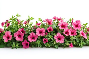 Vibrant Pink Petunia Blossom Display Floral Beauty Gardening Summer Bloom in on white background. Generative Ai