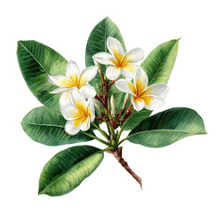 Fototapeta premium PNG Frangipani flowers leaf illustration botanical.