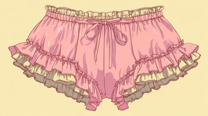 Pink ruffled shorts illustration
