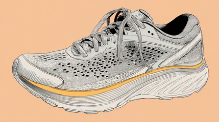 Detailed sketch of a running shoe