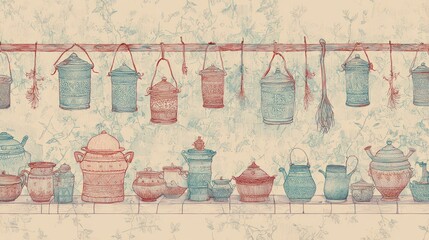 Rustic kitchenware illustration