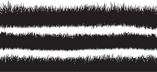 Vector art of horizontal bands of grass silhouettes isolated on white