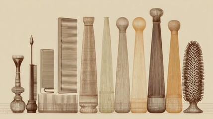 Vintage grooming tools lined up