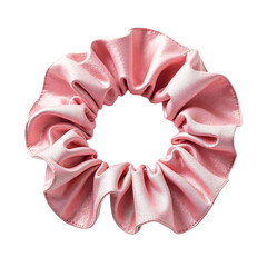 Silk hair scrunchie pink isolated, Fashion accessory item, Soft fabric band, Designer hairwear prop, Stylish outfit piece, Gentle hair tie
