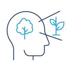 Growth – Brain with Tree Symbolizing Development and Personal Evolution on Transparent Background. 