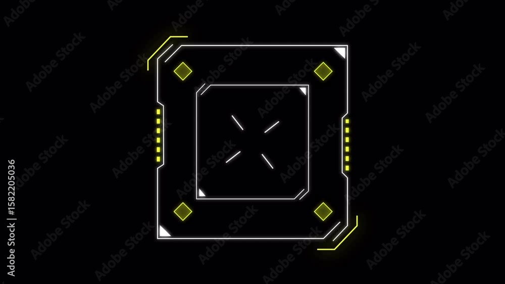 Poster futuristic hud interface displaying data with neon lines and geometric shapes.alpha chanel video.