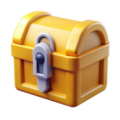 3d treasure chest with lock isolated on transparent background