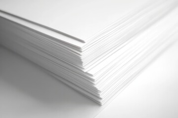 Stack of white paper stock paper stationery art papers clean smooth presentation on white background. Generative Ai