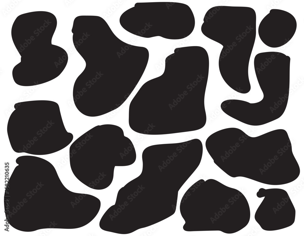 Fototapete organic shape round form set liquid organic blob curve background abstract shape frame doodle abstra
