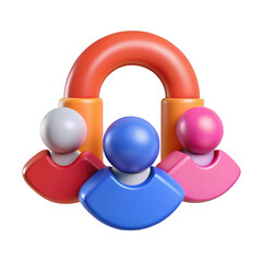 3d group of people with archway isolated on transparent background