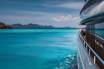 Fototapeta premium Luxury Yacht on Turquoise Sea: Elegant Voyage