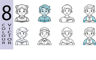 Flat Coloring Book Illustration Creative Kids Activity and Art Therapy Vector Icon