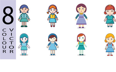 Simple Flat Doll Illustration Cute Kids Toy and Playtime Vector Icon