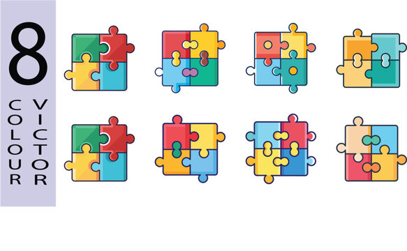Flat Puzzle Illustration Jigsaw Game and Educational Brain Teaser Vector Icon