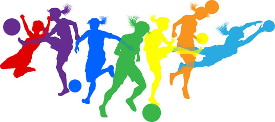 Soccer Female Football Women Players Silhouettes