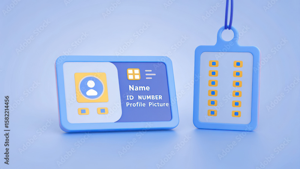 Poster digital id card and tag design with personal data elements