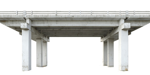 Elevated Concrete Bridge Structure with Multiple Support Columns, PNG