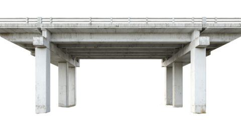 Elevated Concrete Bridge Structure with Multiple Support Columns, PNG