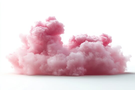 Pink cloud dreamscape cotton candy sky fluffy abstract art dreamy pastel smoke on white background. Generative Ai