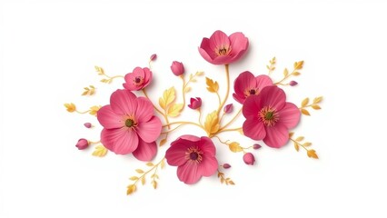 A digital papercut style artwork featuring scattered anemones with gold leaves and vines in an artistic corner drop.