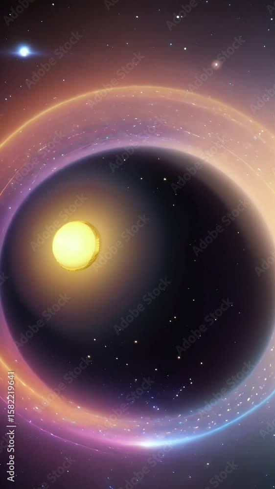 Wall mural void of the planet pulsating floating sphere