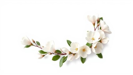 A half-circle magnolia wreath with light sparkles, folk art inspired.