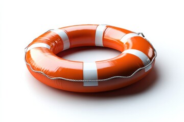 Orange Life Preserver Safety First Lifeguard Ring Rescue Equipment Lifesaver on white background. Generative Ai