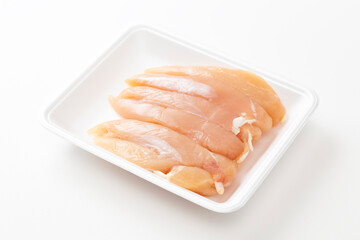 白背景に鶏胸肉