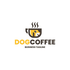 cute dog coffee logo vector