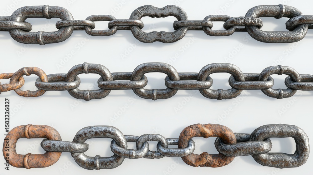 Poster three rusty metal chains linked against a plain backdrop