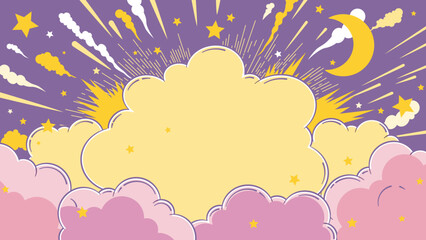 ベクターのふわふわの雲の背景イラスト ピンク 紫