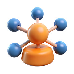 3D Render of Molecule Model with Spheres and Rods on Transparent Background for Science