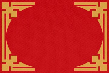 Chinese frame vector. Red background with gold border for invitation, greeting, wedding. Chinese traditional template with place for your text.