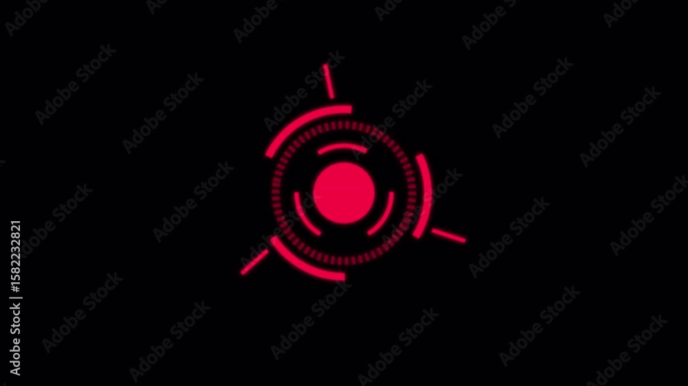 Poster red hud element animation on black background: futuristic interface design.alpha chanel video.